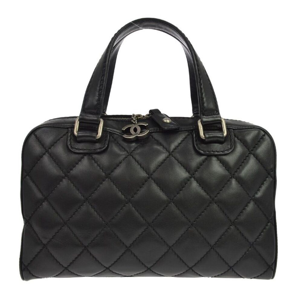Chanel Wild Stitch Handbag Quilted Calfskin Black Leather Shoulder Bag Bag